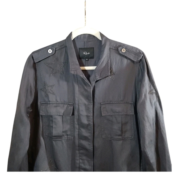 Rails Rowen Embroidered Moon & Stars Military Jacket in Gray Casual Women's XS - Picture 5 of 9